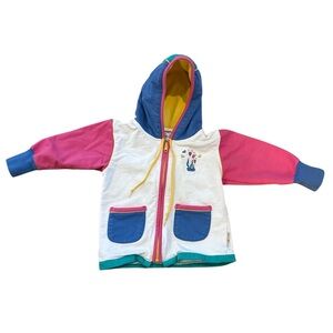 VTG Gymboree Rainbow Tag Cardigan color block girls flowers (Small) 18M 24M 2T?